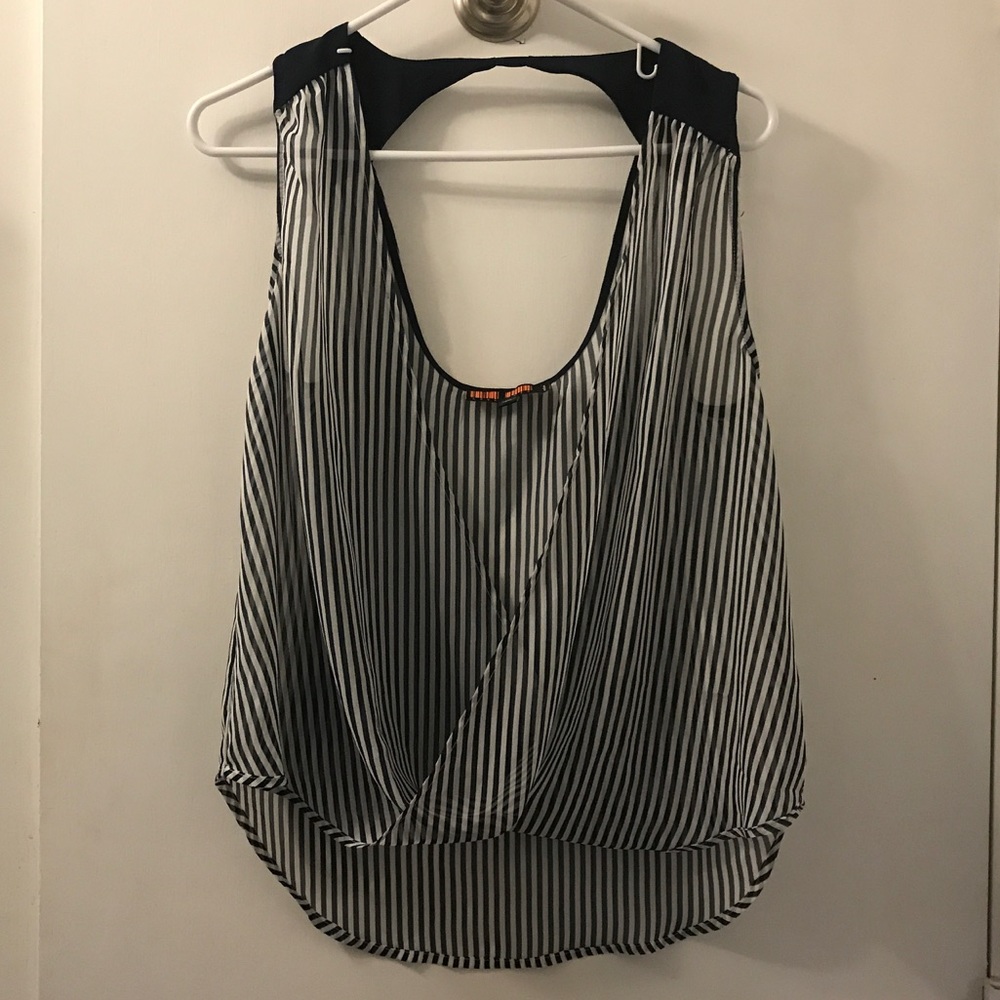 NWOT Navy and white striped tank top